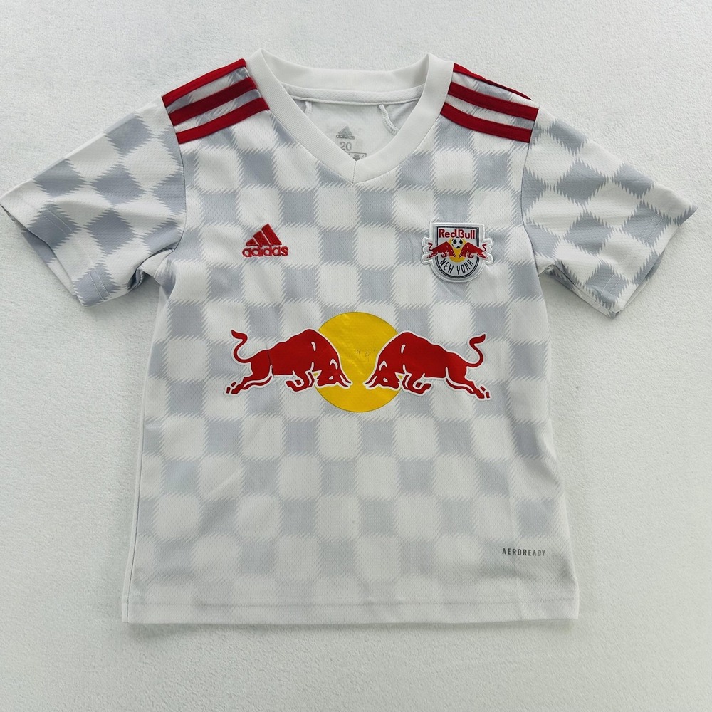 New York Red Bulls Jersey Youth Size 20 White Gray MLS Soccer Adidas Tolkin 47